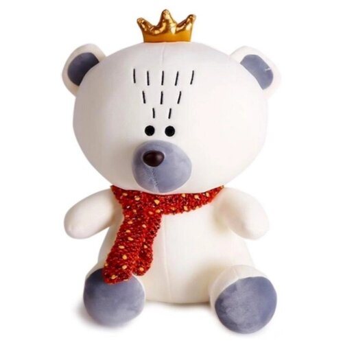 Мягкая игрушка Плюшевый медведь с короной Белый 25 см