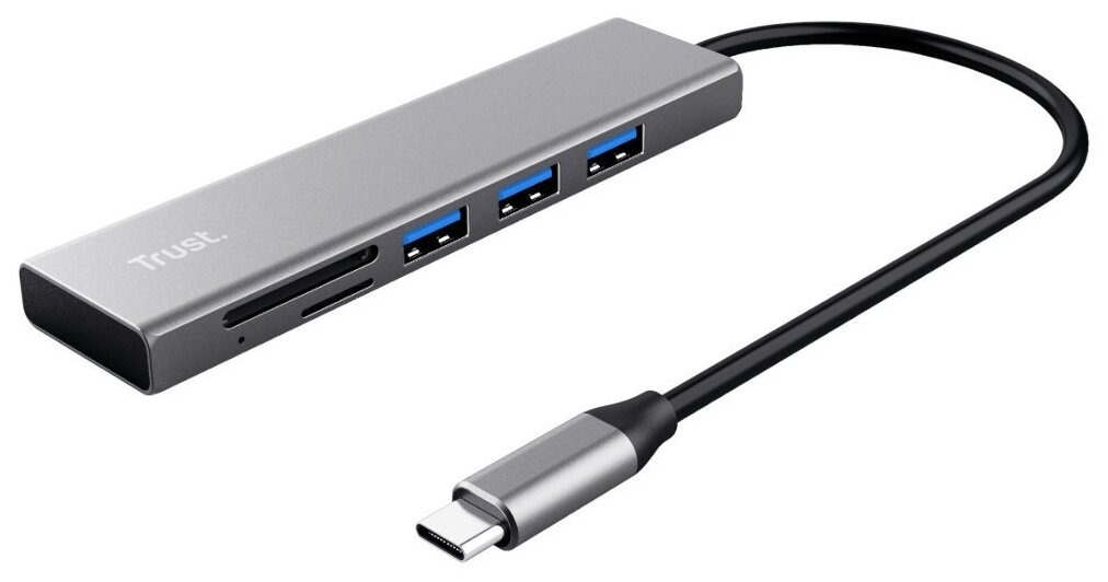 USB-хаб и картридер Trust 24191 Halyx Fast USB-C серебристый