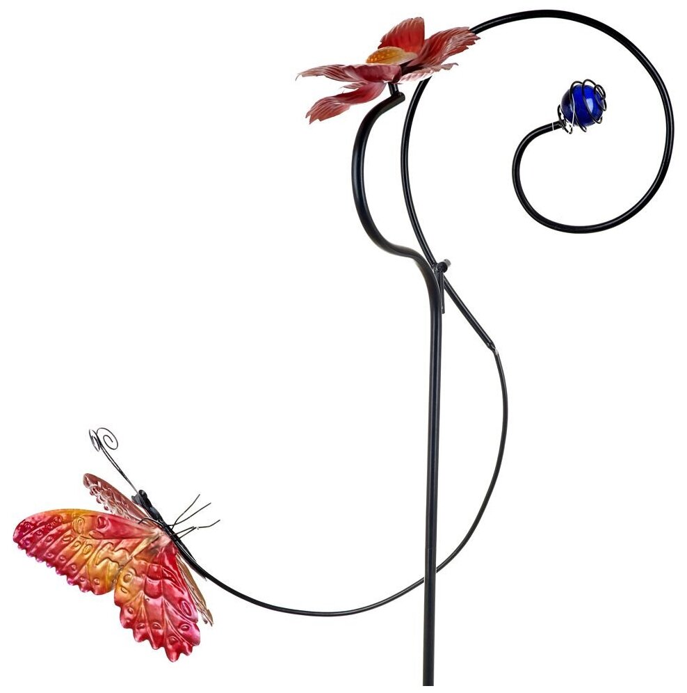 Фигура декоративная для сада "Бабочка у цветка" 32x21x120 см