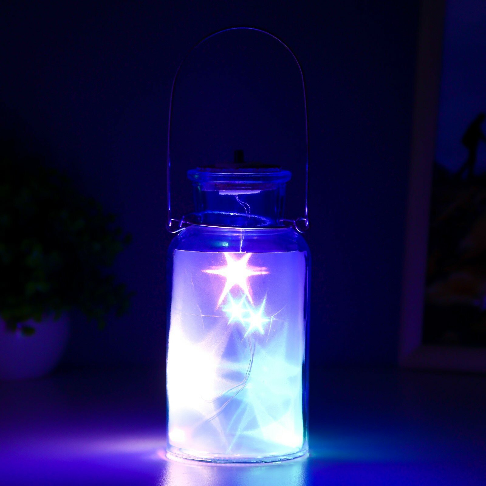 RISALUX Ночник "Анде" LED от батареек синий 8х8х16,5 см - фотография № 5