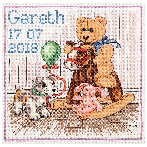 cah03 special delivery birth sampler ACS48 Набор для вышивания Anchor Teddy Birth Sampler 18*18см, MEZ, Венгрия