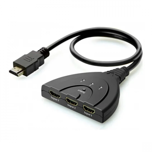 HDMI Switch 3 порта H54 HDMI 3x1 со встроенным HDMI кабелем (Переключатель HDMI 3 в 1) переходник свитч hdmi 3 порта с пультом переключатель hdmi