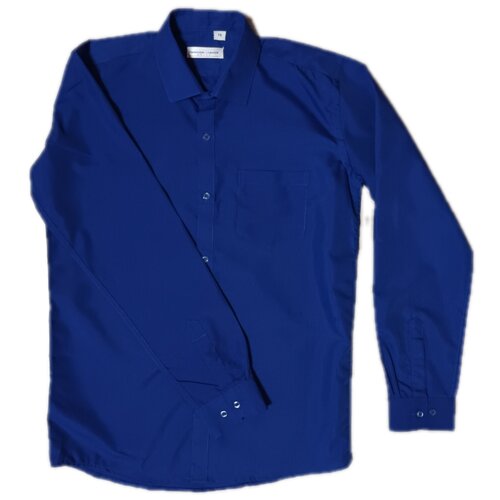 Школьная рубашка Без бренда, на пуговицах, длинный рукав, размер 164 см, синий