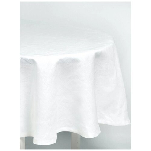 Скатерть круглая 148x148 см Лен белый