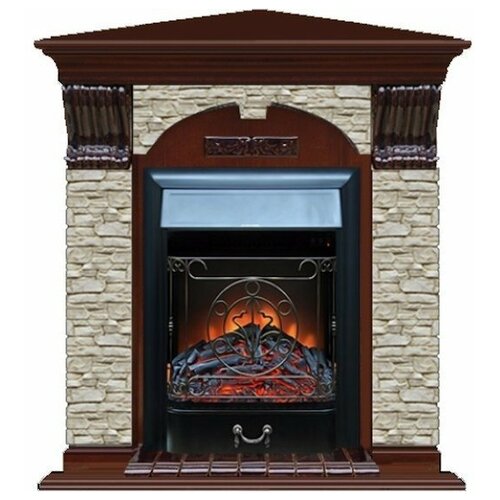 Каминокомплект Glenrich Арочный Грот однотонный угловой (Magestic), Белый