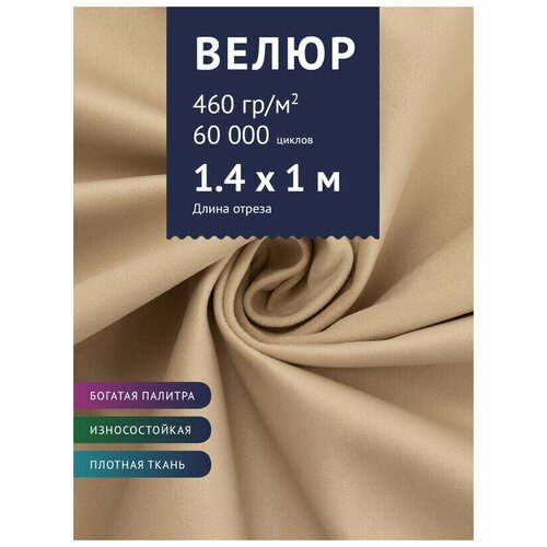 Ткань мебельная Велюр, модель Порэдэс, цвет: Светло-кремовый (1), отрез - 1 м (Ткань для шитья, для мебели) ткань мебельная велюр модель порэдэс цвет светло кремовый 1 отрез 1 м ткань для шитья для мебели