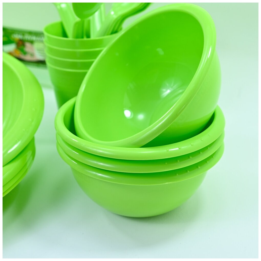 Набор посуды "На лужайке" на 4 персоны, цвет салатовый - фотография № 6