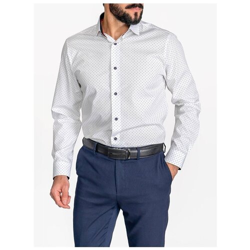 фото Рубашка мужская длинный рукав greg 123/131/699/zn/1p, прилегающий силуэт / super slim fit, цвет белый, рост 174-184, размер ворота 45