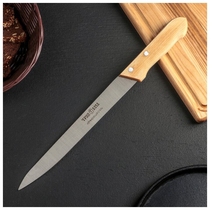 Нож кухонный для мяса "Гастрономический", лезвие 23,5 см, деревянная рукоять
