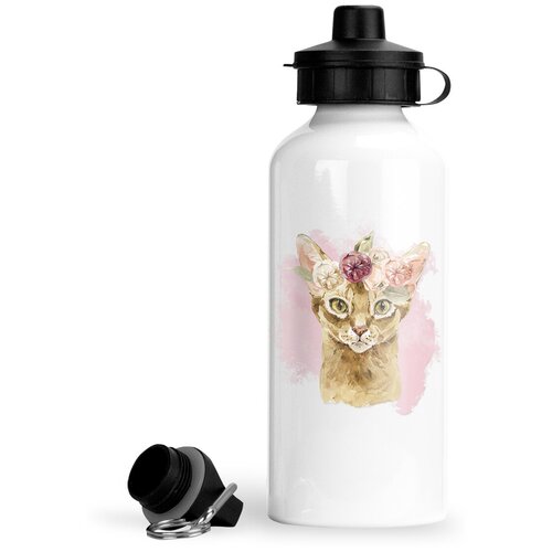 Спортивная бутылка Кошки Абиссинская с венком спортивная бутылка кошки рыжая с венком
