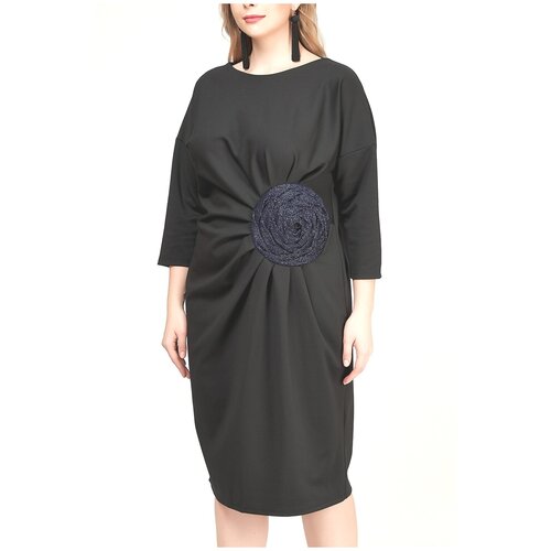 Платье Olsi, вечернее, полуприлегающее, миди, размер 68, синий, черный