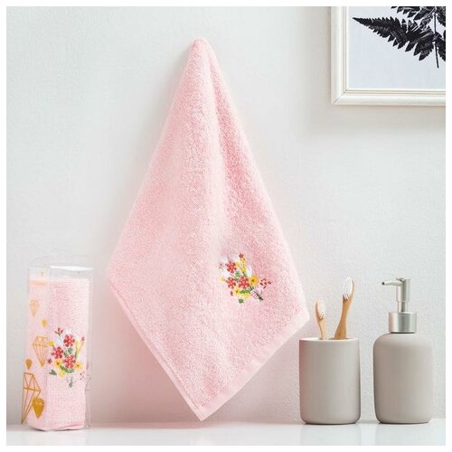 фото Полотенце махровое "букет" 30х60 см, 100% хлопок, 340 гр/м2 5373442 этель