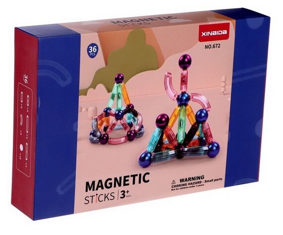 Конструктор магнитный для малышей XINBIDA "Магические палочки", 36 деталей, для детей