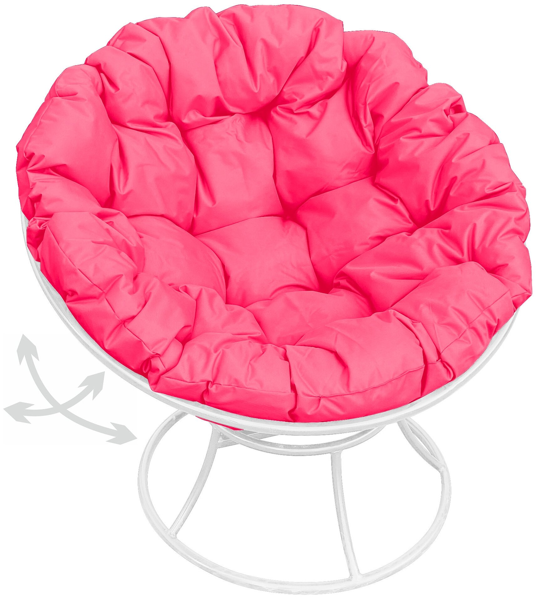 Кресло m-group папасан белое, розовая подушка - фотография № 1