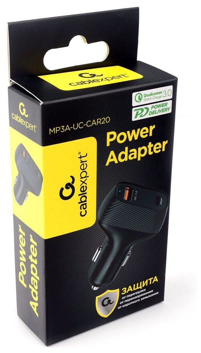 Автомобильное зарядное устройство Cablexpert MP3A-UC-CAR20, USB Type-C + Type-A 36Вт, QC - фото №2