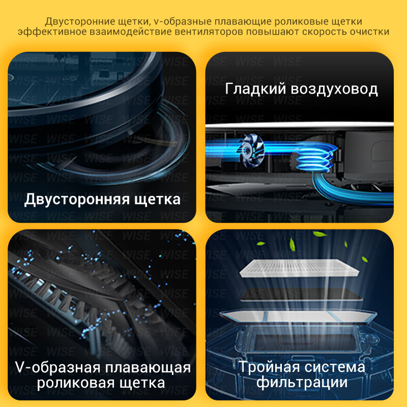 Робот-пылесос NEATSVOR X500 (RU) сухая и влажная уборка Всасывание 3000 Па серо-голубой цвет