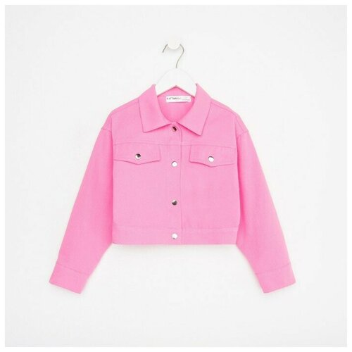 Рубашка для девочки джинсовая, укороченная Kaftan, размер 38 (146-152 см), цвет розовый 7896385 .