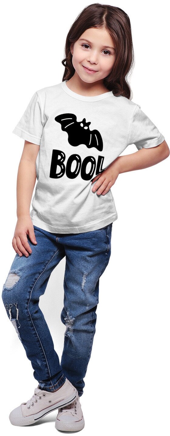 Детская футболка «Буу! Страшилка. Летучая мышь. Хэллоуин» (104, белый) - фотография № 2