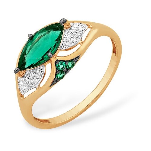 Кольцо АЙМИЛА, красное золото, 585 проба, изумруд, бриллиант, размер 17, зеленый, золотой кольцо с 23 изумрудами из красного золота