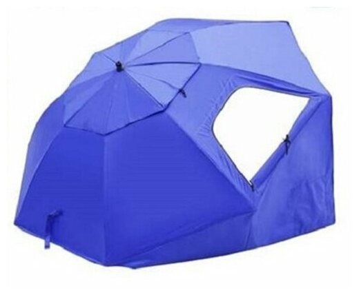 Большой пляжный зонт от солнца с окошками и карманами LUXLINE зонт для рыбалки зонт палатка складной пляжный зонт синий - фотография № 9