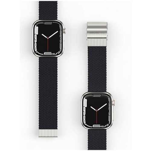 Ремешок для Apple Watch 41mm Amazingthing Weave Black, сменный тканевый браслет для умных часов Эпл Вотч, плетёный для наручных часов Watch 3/4/5/SE/6