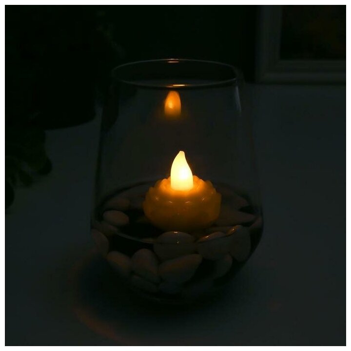Светильник-свеча водный "Цветок" LED 1хCR2032, белый 3,5х3,5х4 см - фотография № 3
