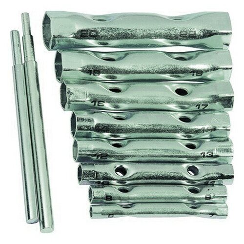 Набор ключей-трубок торцевых, 2 воротка, сталь, 6х22мм, 10 предметов