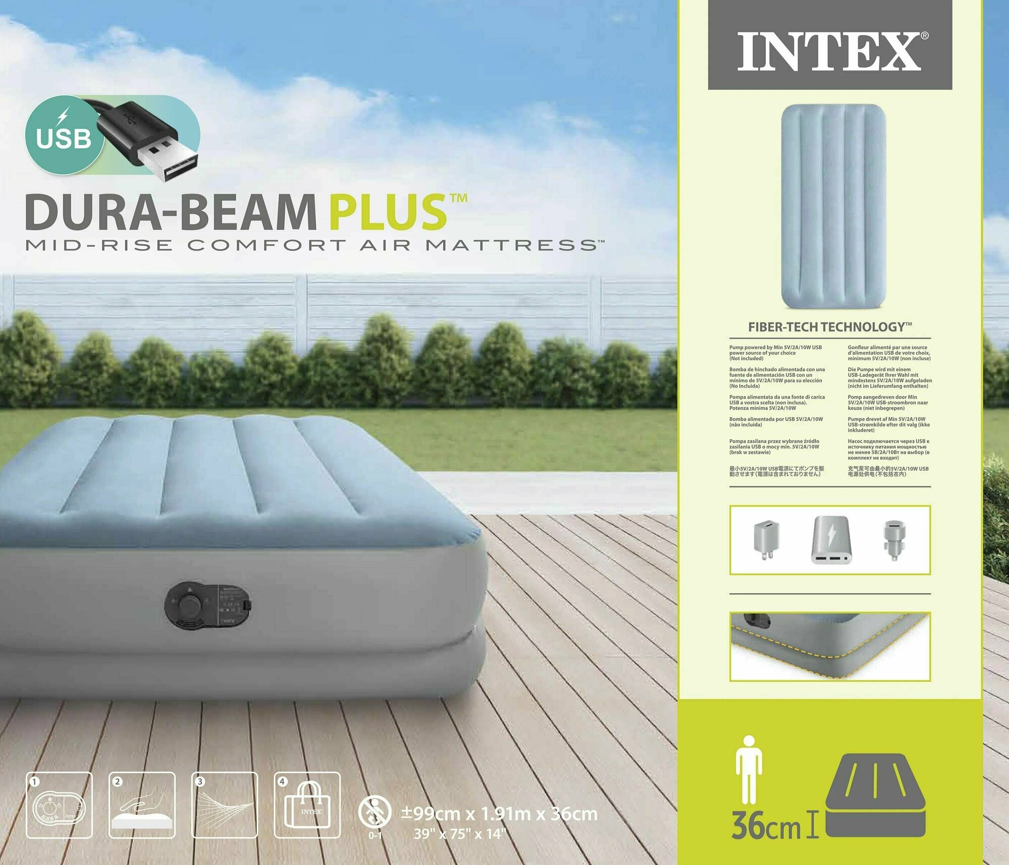 Intex Twin Dura-Beam Comfort 99x191x36cm 64157