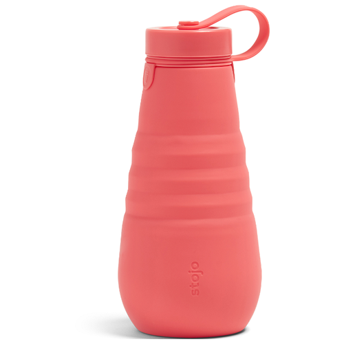 фото Многоразовая складная бутылка stojo с собой из пищевого силикона / бутылка для воды 590 мл, цвет coral