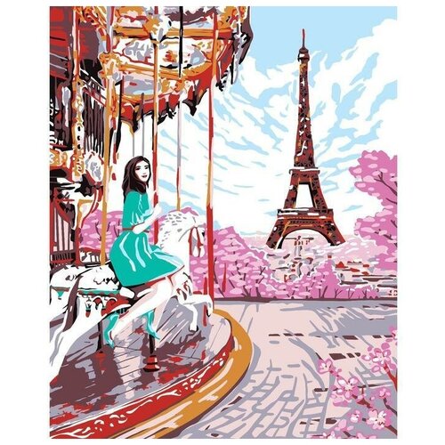 Алмазная мозаика на подрамнике с полным заполнением «Девушка в Париже», 20х30 см. В наборе 1шт.