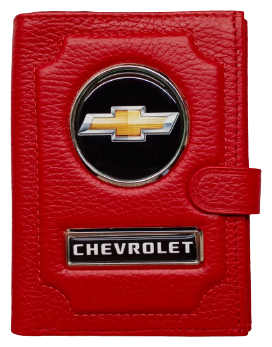 Обложка для автодокументов и паспорта Chevrolet (шевроле) кожаная флотер 4 в 1