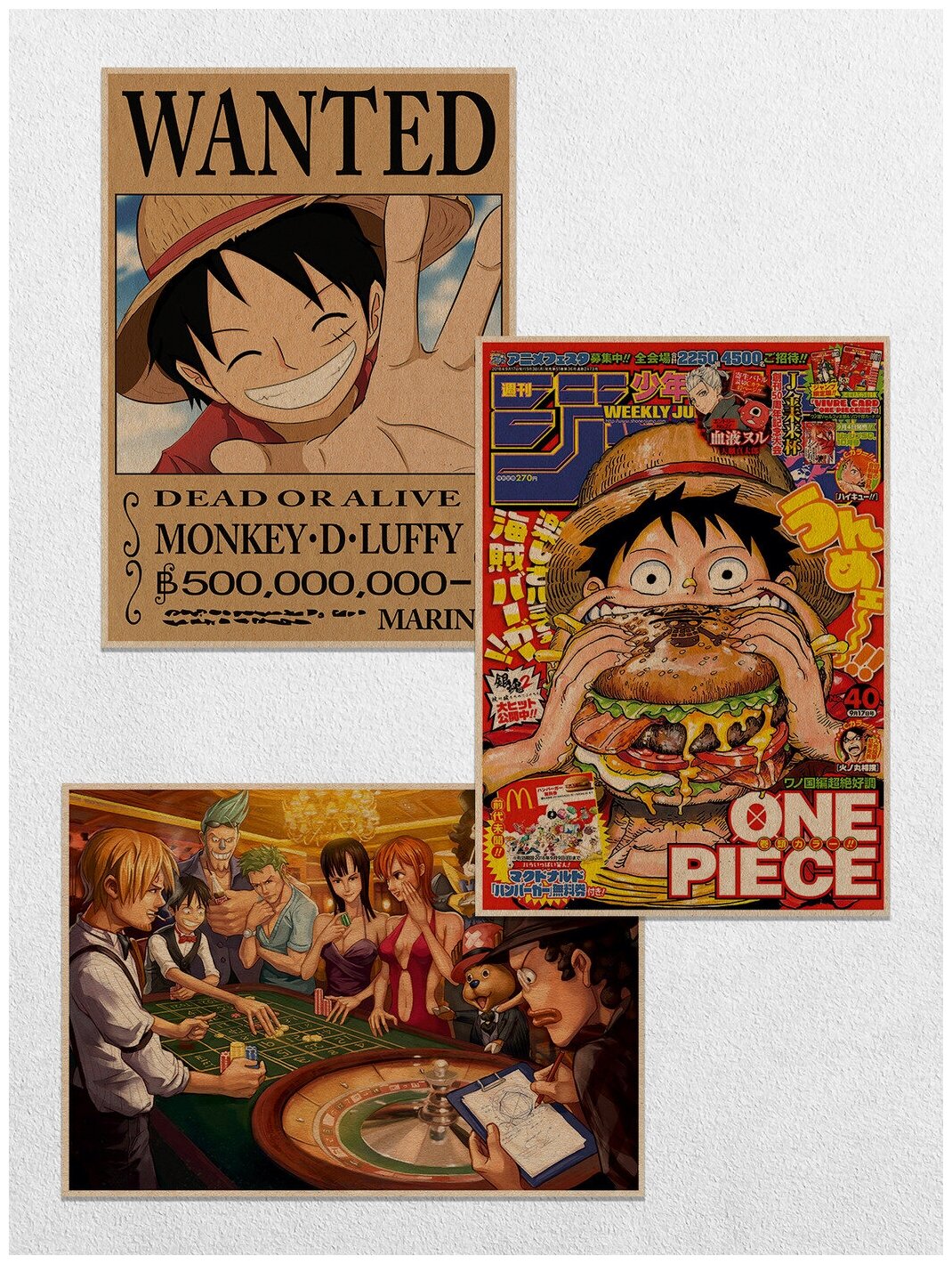 Постеры интерьерные One Piece 1 Набор Плакатов 3 шт