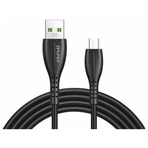 Кабель AWEI CL-115M USB to micro USB 2.4A 1 м, черный кабель awei cl 77m usb to micro usb 5а 1 м черный