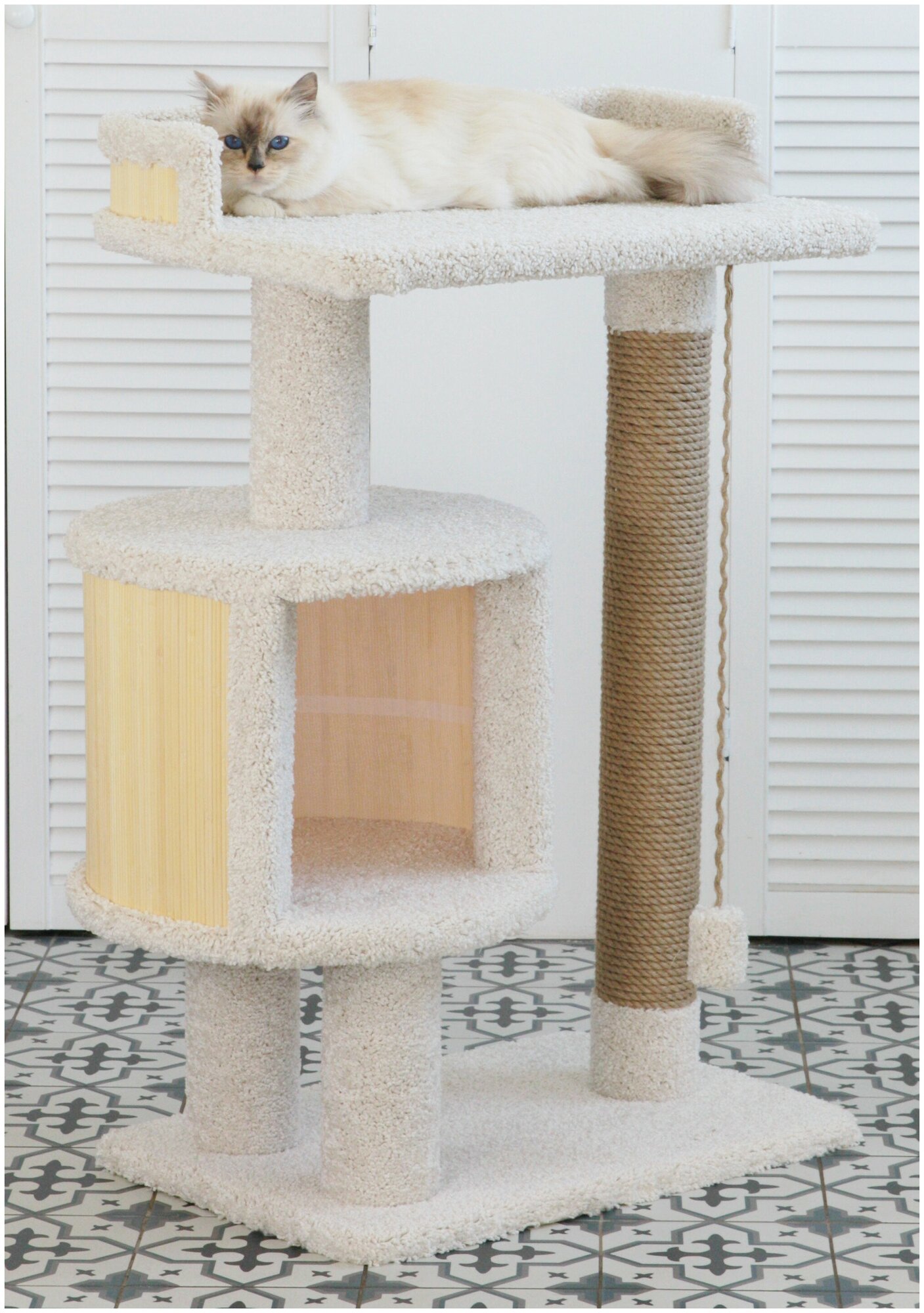 Домик для кошки Котомастер "Барни" высота 100см, ваниль - фотография № 2