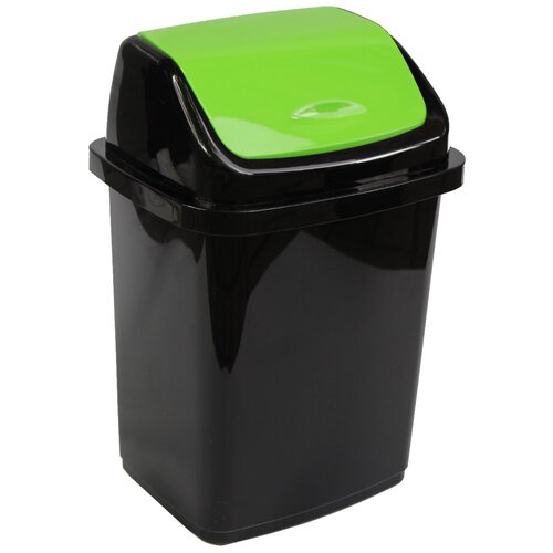 Контейнер для мусора Элластик-Пласт Комфорт 10л черный зел крыш ЭП 514770