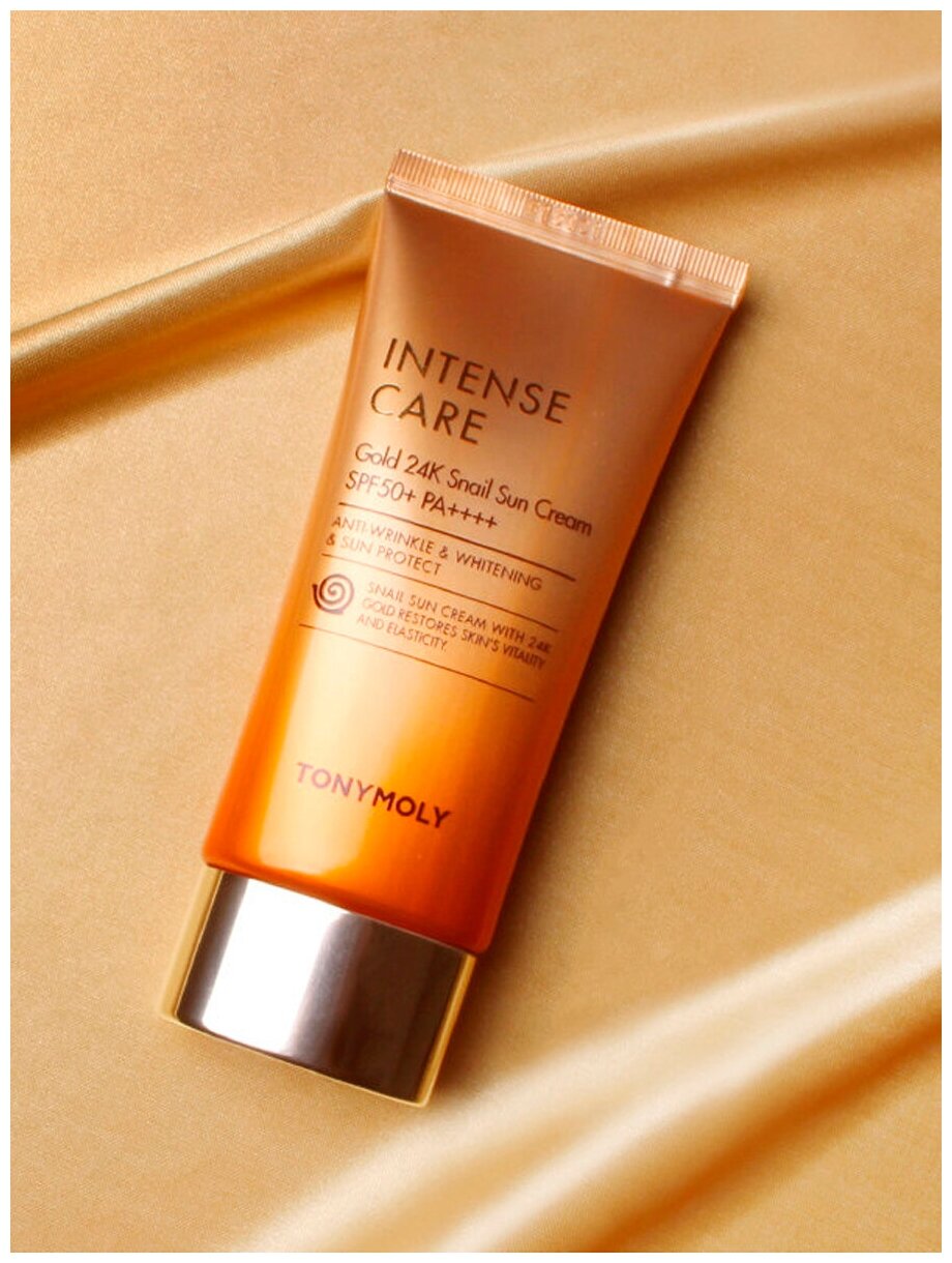 Солнцезащитный крем с улиточной слизью TONY MOLY Intense Care Gold 24K Snail Sun Cream SPF50+/PA++++ , 50 мл.