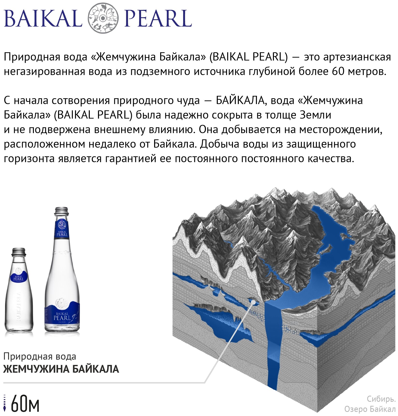 Природная питьевая вода "Жемчужина Байкала" (Baikal Pearl) негаз., 0,33 л - фотография № 2