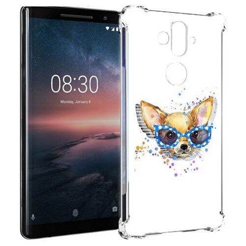 Чехол задняя-панель-накладка-бампер MyPads чихуа-хуа в очках для Nokia 8 Sirocco противоударный чехол mypads чихуа хуа в очках для nokia g21 задняя панель накладка бампер