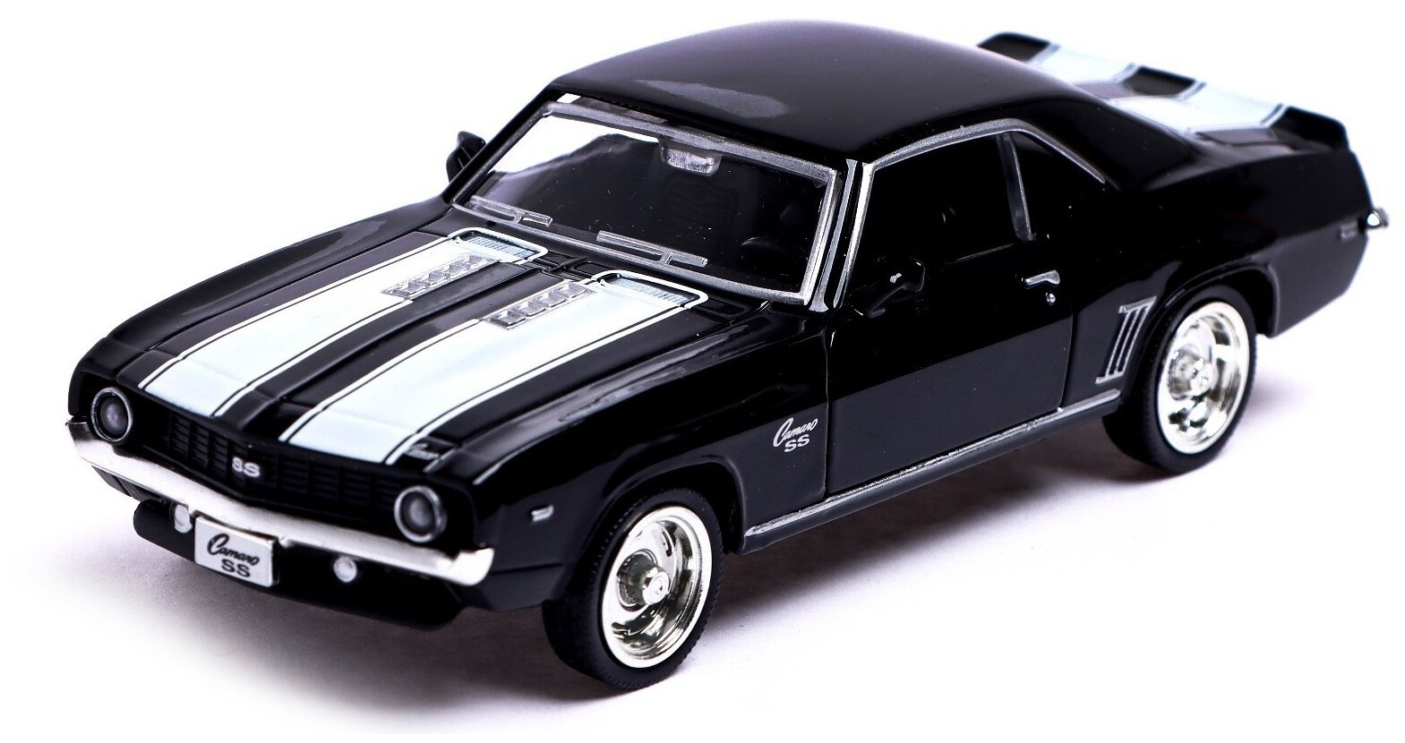 Машина металлическая CHEVROLET CAMARO SS, 1:32, открываются двери, инерция, цвет чёрный