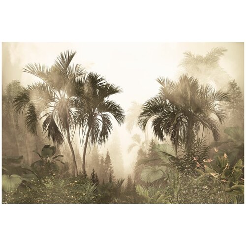 Фотообои Уютная стена Рассвет в джунглях 410х270 см Виниловые Бесшовные (единым полотном)