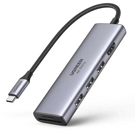 Мульти Хаб Ugreen CM511 (60383) USB-C Multifunction Adapter Серый космос