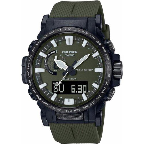 фото Наручные часы casio pro trek prw-61y-3e, зеленый, хаки