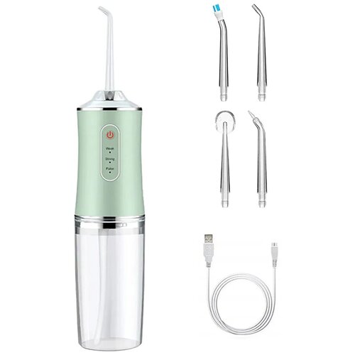 Ирригатор для полости рта портативный Oral Irrigator PPS, для чистки зубов, зеленый.