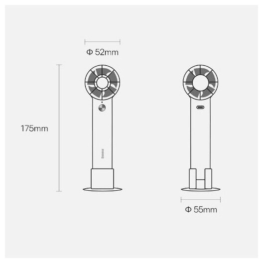 Портативный мини-вентилятор Baseus Mini Fan 2000mAh синий - фотография № 3