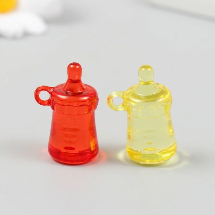 Декор для творчества пластик Бутылочка прозрачный цветной набор 20 гр 1,7х1,7х3,4 см