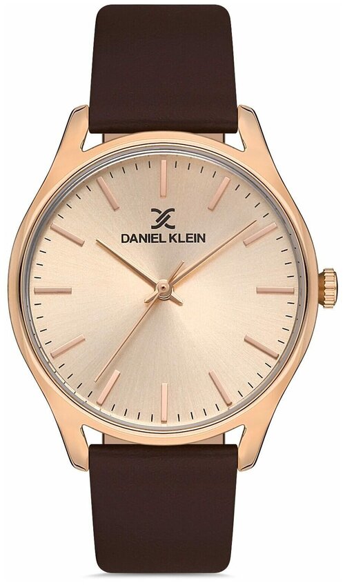 Наручные часы Daniel Klein женские, кварцевые, на батарейке, повседневные, классические, на ремешке, на браслете, с футляром, турецкие 13196-2, коричневый, золотой
