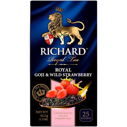 Чай Richard Royal Goji & Wild Strawberry черный с земляникой и ягодами годжи 25 пакетиков, 1423043