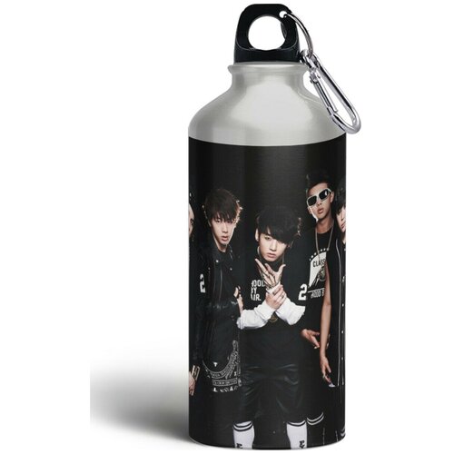 Бутылка спортивная/туристическая фляга музыка BTS бтс (Джимин, Шуга, Намджун) - 8609
