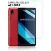 ROSCO/ Защитное стекло на Samsung Galaxy A01 Core (Самсунг Галакси A01 Кор, Самсунг A 01 Core). Закалённое, олеофобное покрытие, прозрачное, без рамки - изображение