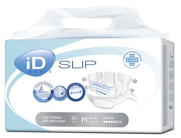 Подгузники для взрослых iD Slip Basic, размер Medium, 30 шт